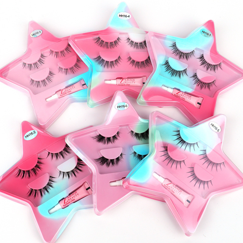 New Little Devil 2 pairs of false eyelashes, natural and realistic sharpened eyelashes, soft and transparent stems, two pairs of eyelashes Item Picture
