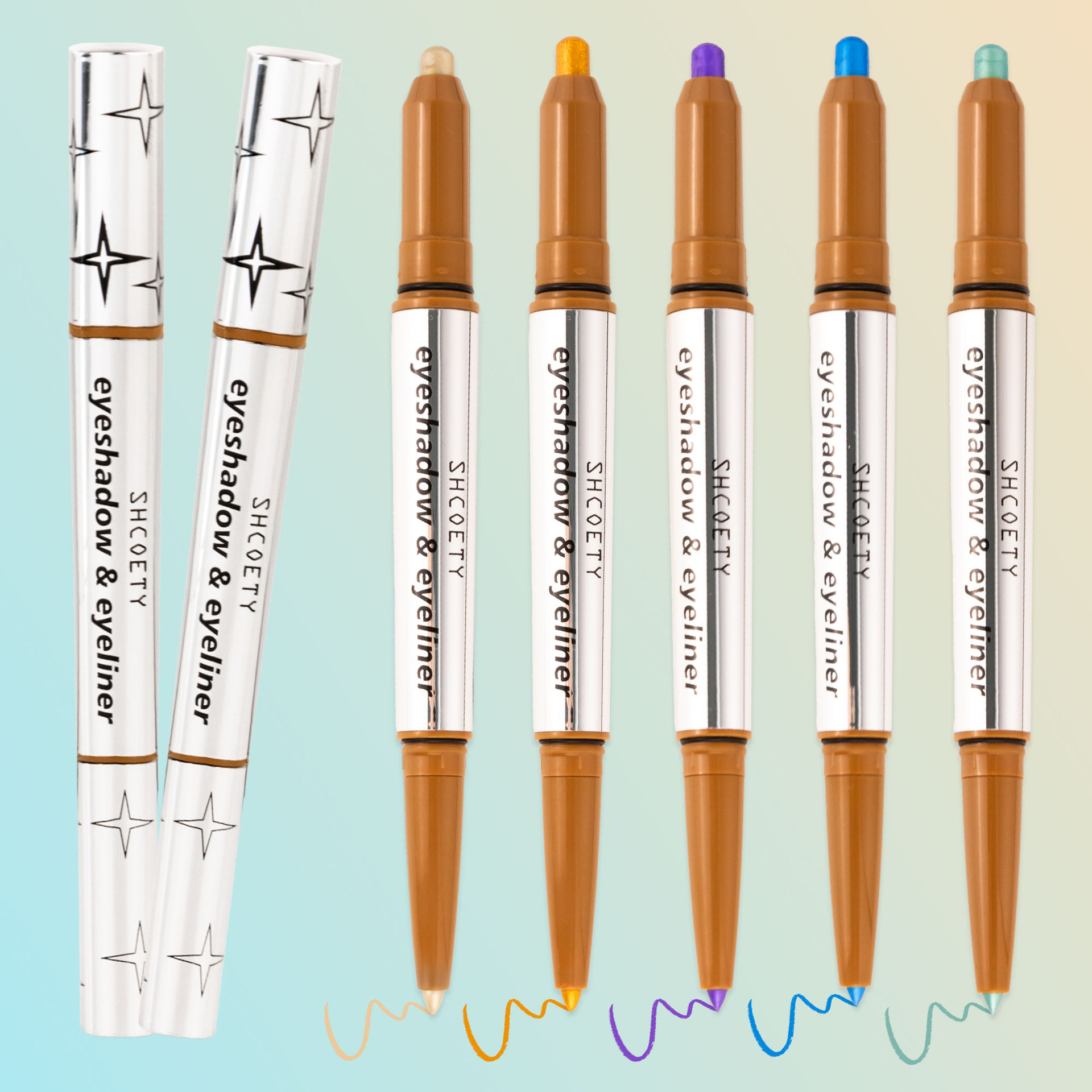 SHCOETY dual-head eyeshadow and eyeliner pen two-in-one lazy person high-gloss eyeshadow stick, waterproof and non-smudging, multi-color cross-border Specification drawing