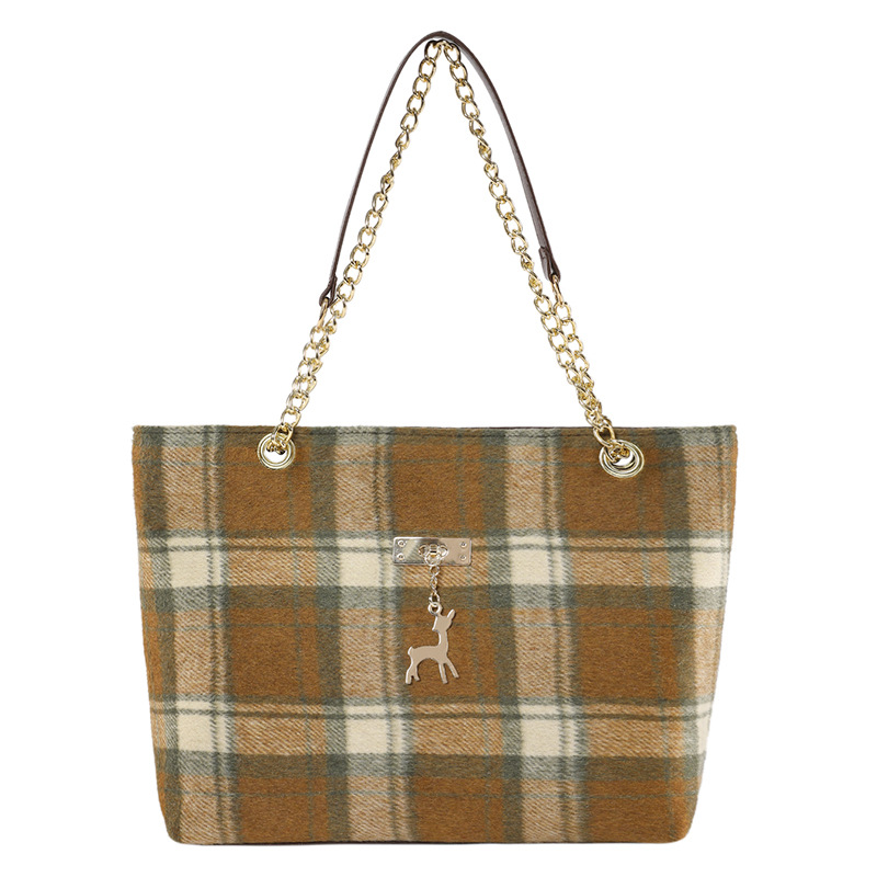 Fashionable woolen trendy striped deer bag for women, new autumn 2024 collection, chain niche single-shoulder crossbody bag Item Picture
