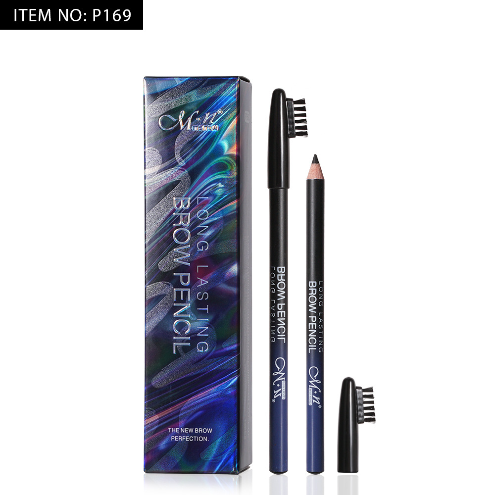 12 pieces per box of Cool Black wooden hard core eyebrow pencils. The water is not easy to smudge tattoos. The eyebrow pencils come with brushes Item Picture