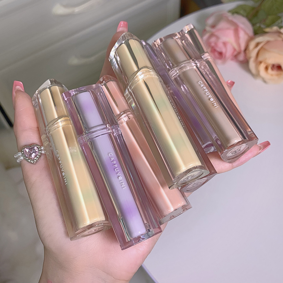 Douyin Makeup Cappuvini Ice Tea Mirror Surface Water Gloss Lip Gloss, long-lasting and easy to color Glass Jelly Lip Gloss wholesale Specification drawing