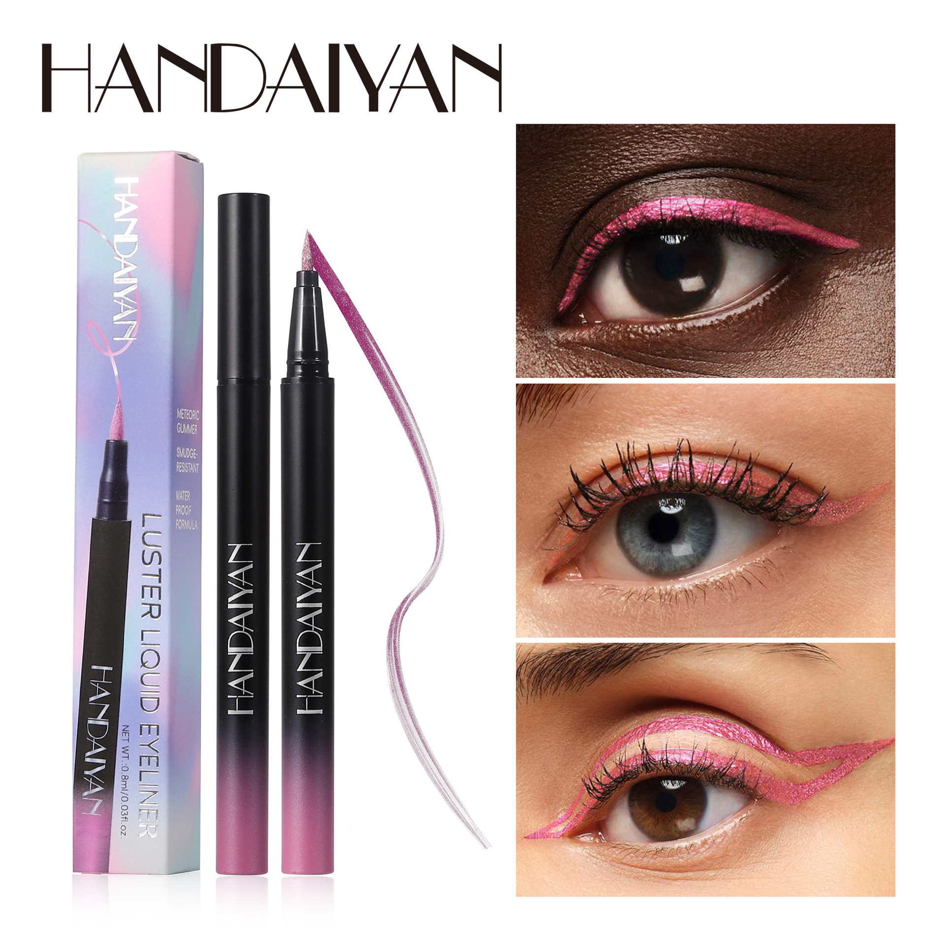 Cross-border pearlescent eyeliner pen is waterproof, long-lasting and does not smudge makeup. handaiyan is an extremely fine metallic eyeliner liquid pen details Picture