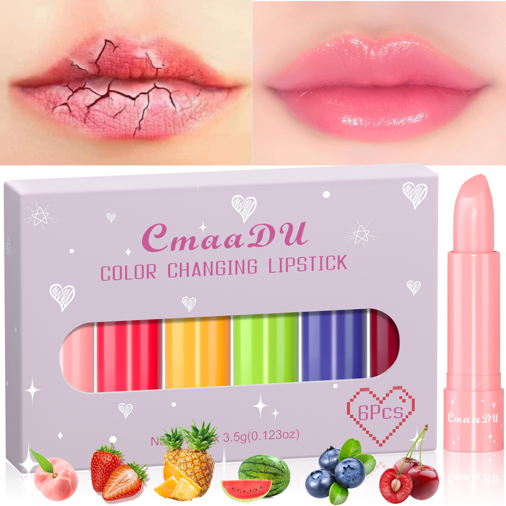 Check it out! Link Disclaimer - Exclusive for foreign trade :CmaaDu 6-pack Fruit-flavored color-changing Lipstick full figure