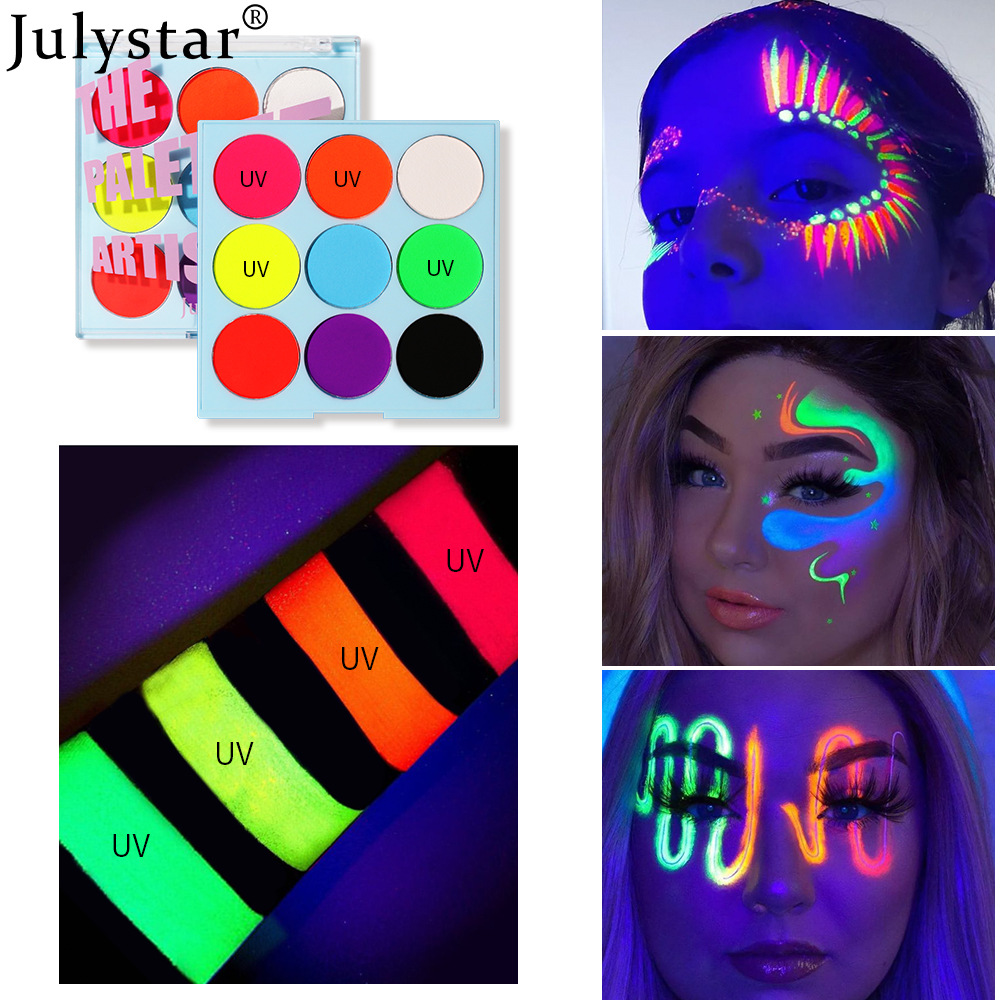 Cross-border European and American stage makeup water-soluble color UV eyeliner plate, luminous eyeliner, quick-drying and non-smudging body painting cream full figure