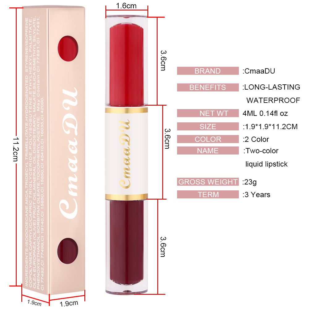 Check it out! Link Disclaimer - Exclusive for Foreign trade :CmaaDu Double-head Lipstick Long-lasting Lip Gloss Application Scenario