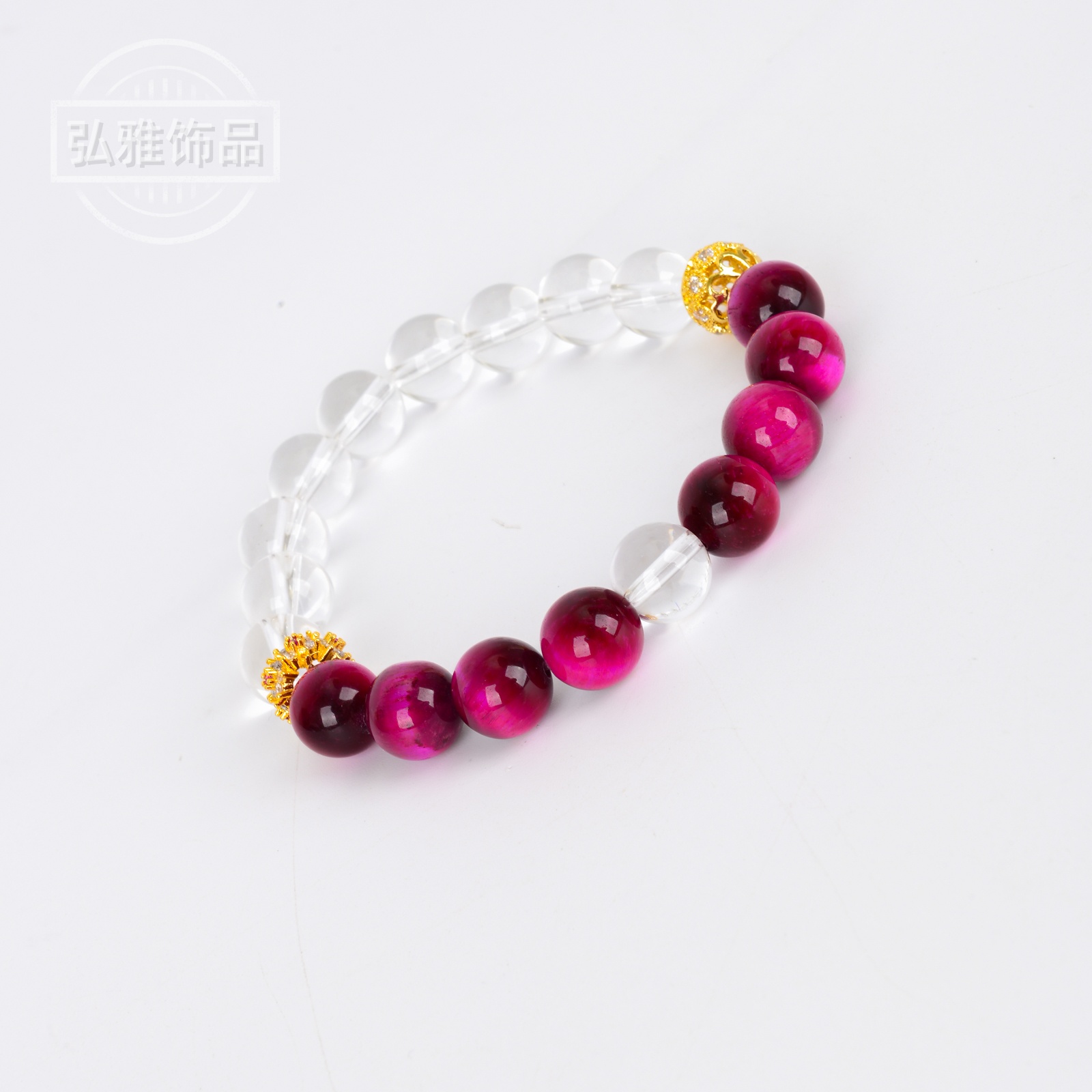 Natural white crystal bracelet for women, light luxury, niche, lightweight and versatile. Rose red tiger's eye stone bracelet as a perfect accessory for your best friend Specification image