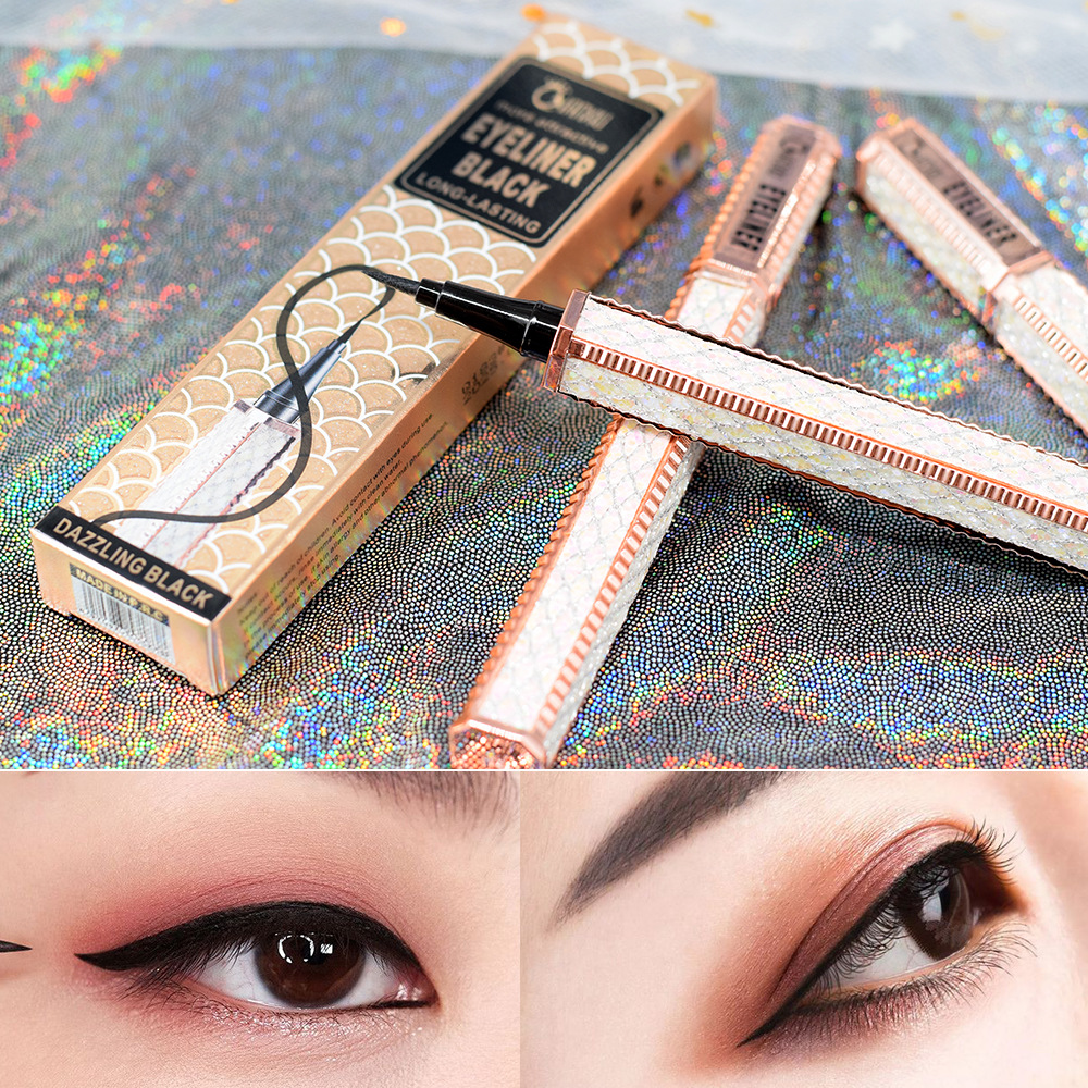 QIANXIU Sparkling Star Diamond Waterproof, oil-resistant, non-smudge Eyeliner, extremely fine tip, Smooth, quick-drying black eyeliner Liquid Specification drawing