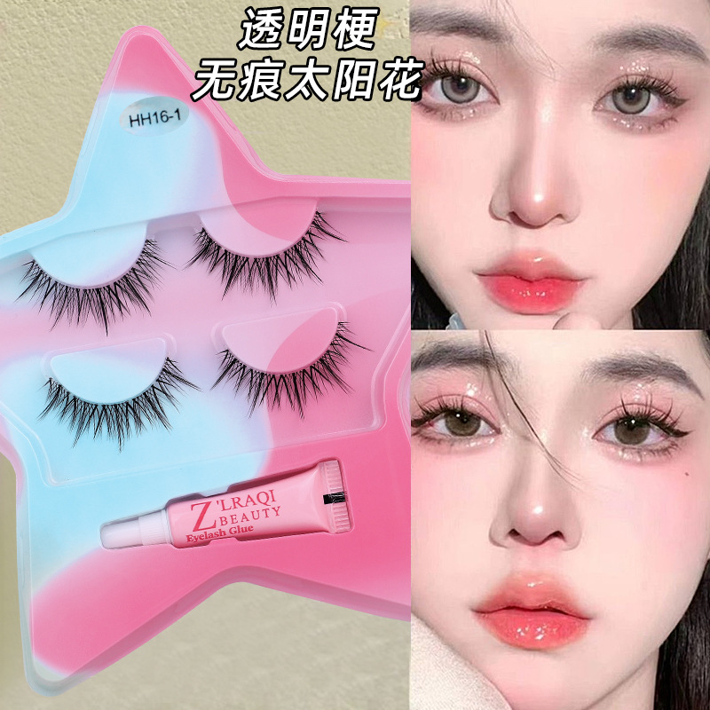 New Little Devil 2 pairs of false eyelashes, natural and realistic sharpened eyelashes, soft and transparent stems, two pairs of eyelashes full figure