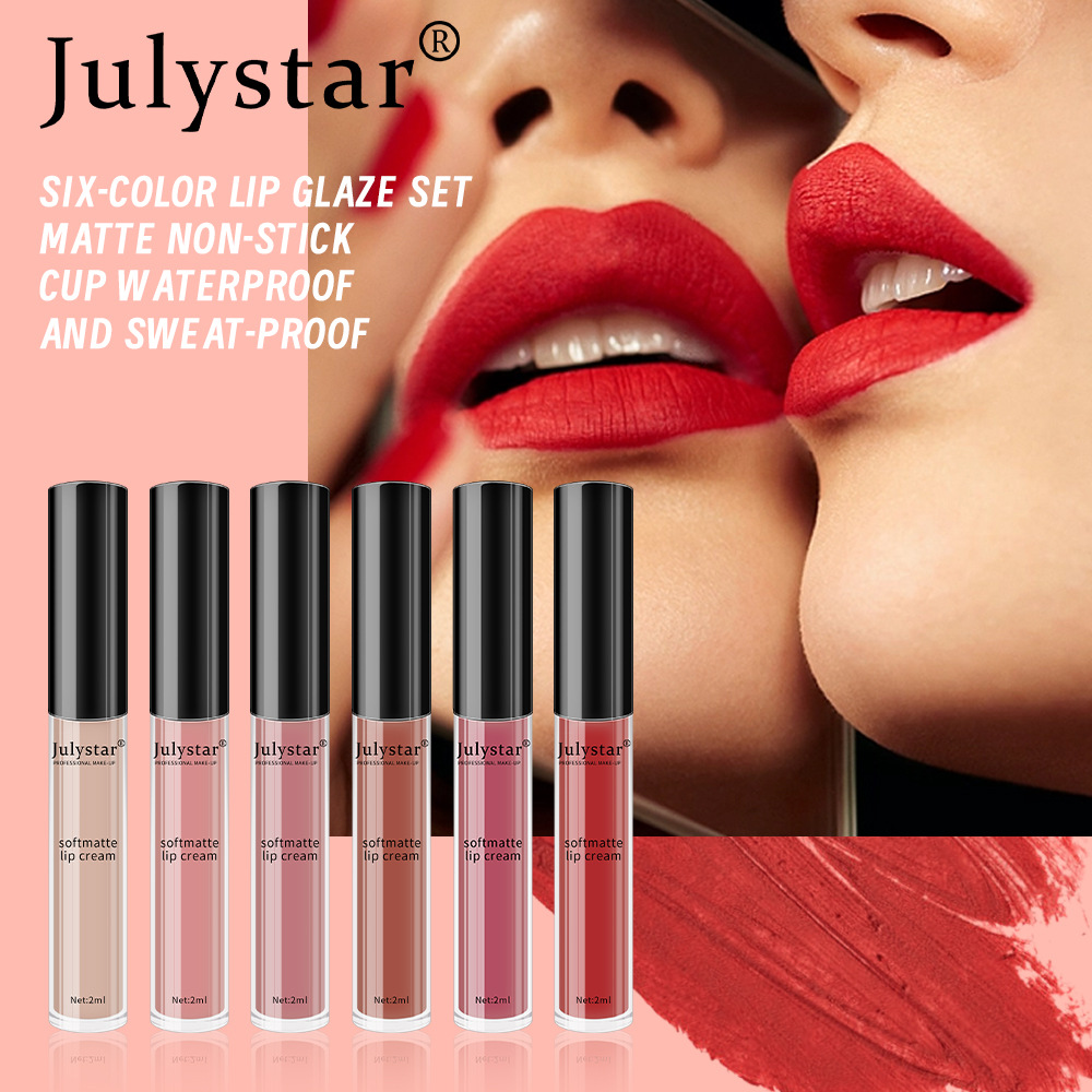 Cross-border matte and multi-color lip gloss is easy to apply, long-lasting, does not fade, and does not stick to the rim of the cup. Wholesale set box Specification drawing
