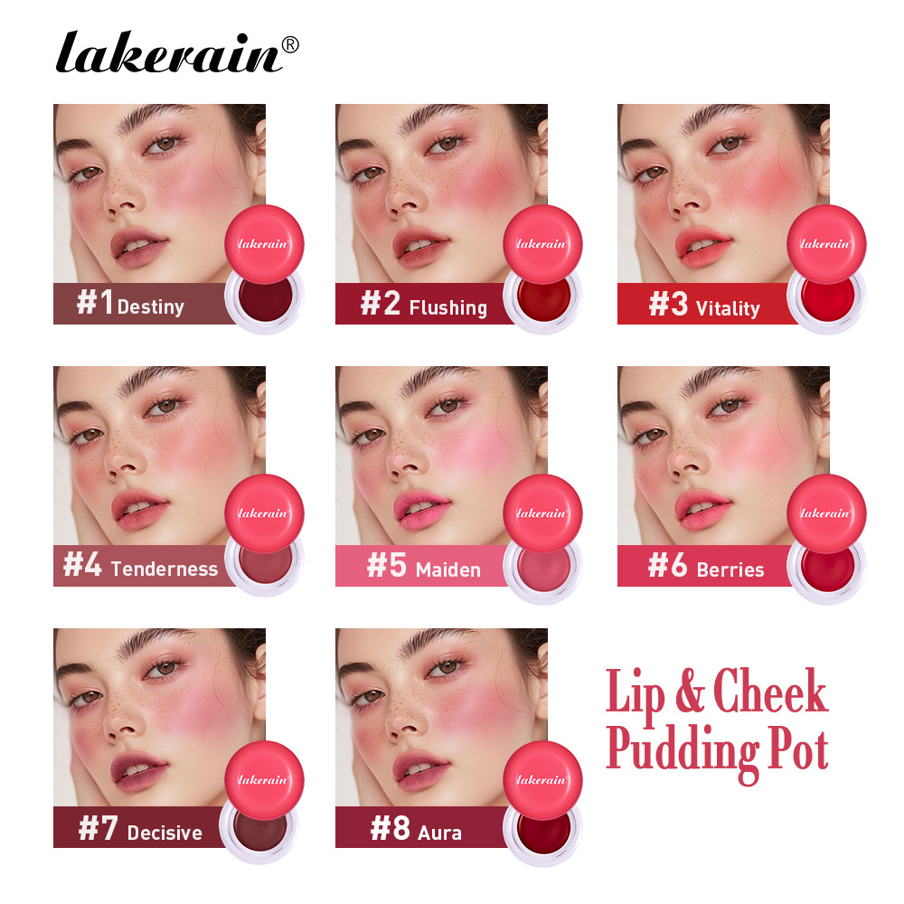 Lakerain Pudding Blush Cream Powder Matte Blush Nude Makeup Highlighter Lip and Cheek Blush Cream Specification drawing