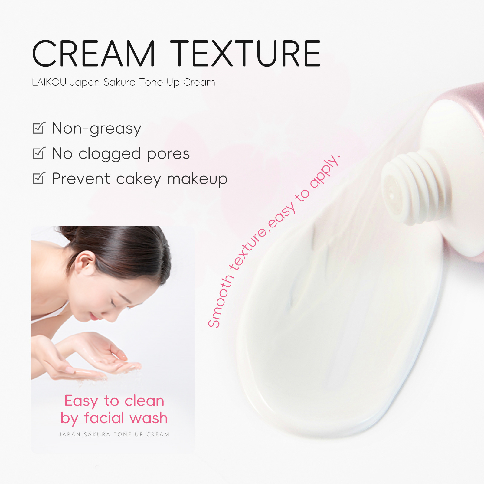 LAIKOU Sakura Natural Cream 30g Skin Care and Cosmetic Moisturizing, Hydrating, Hydrating and Beautifying Lazy Person's Face cream Application Scenario