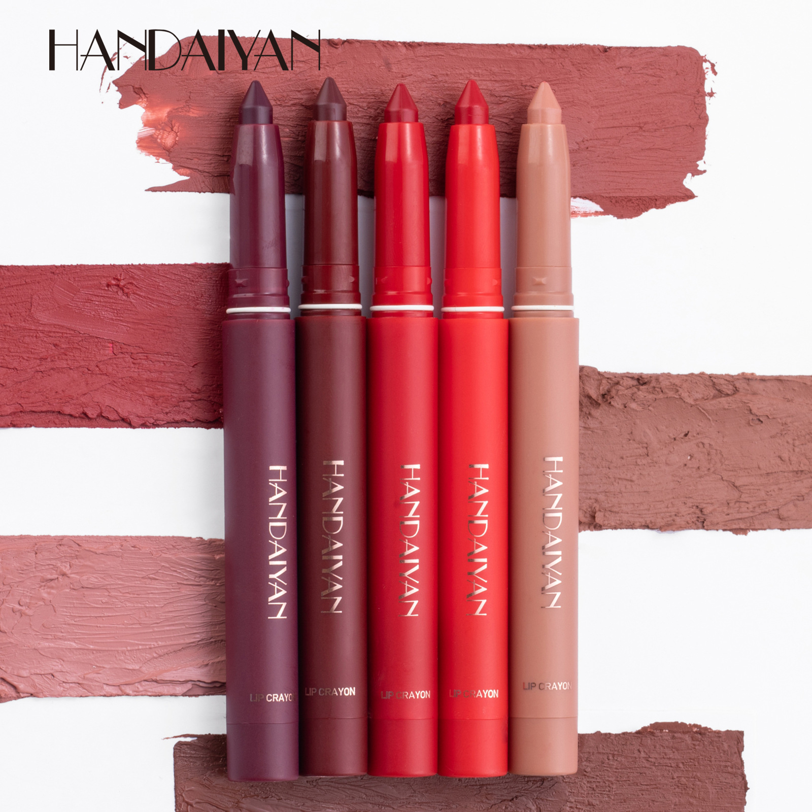 Cross-border 12-color Lip liner pen set, long-lasting non-stick Cup HANDAIYAN, Rotatable and sharpenable dual-purpose lip liner pen set Item Picture