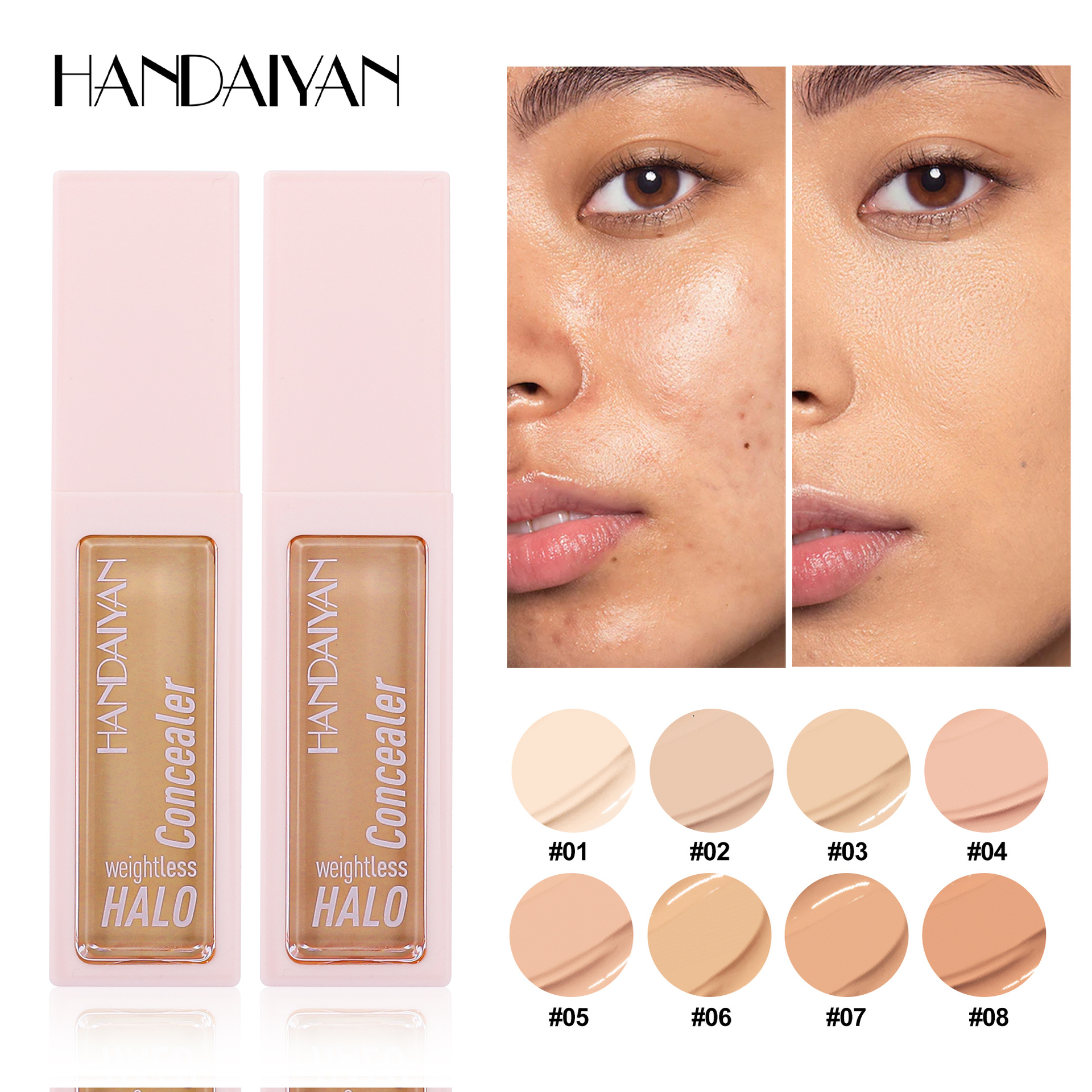Cross-border 8-color Concealer: Invisible Pores, long-lasting Powder retention, handaiyan Concealer for Acne Marks and Spots details Picture