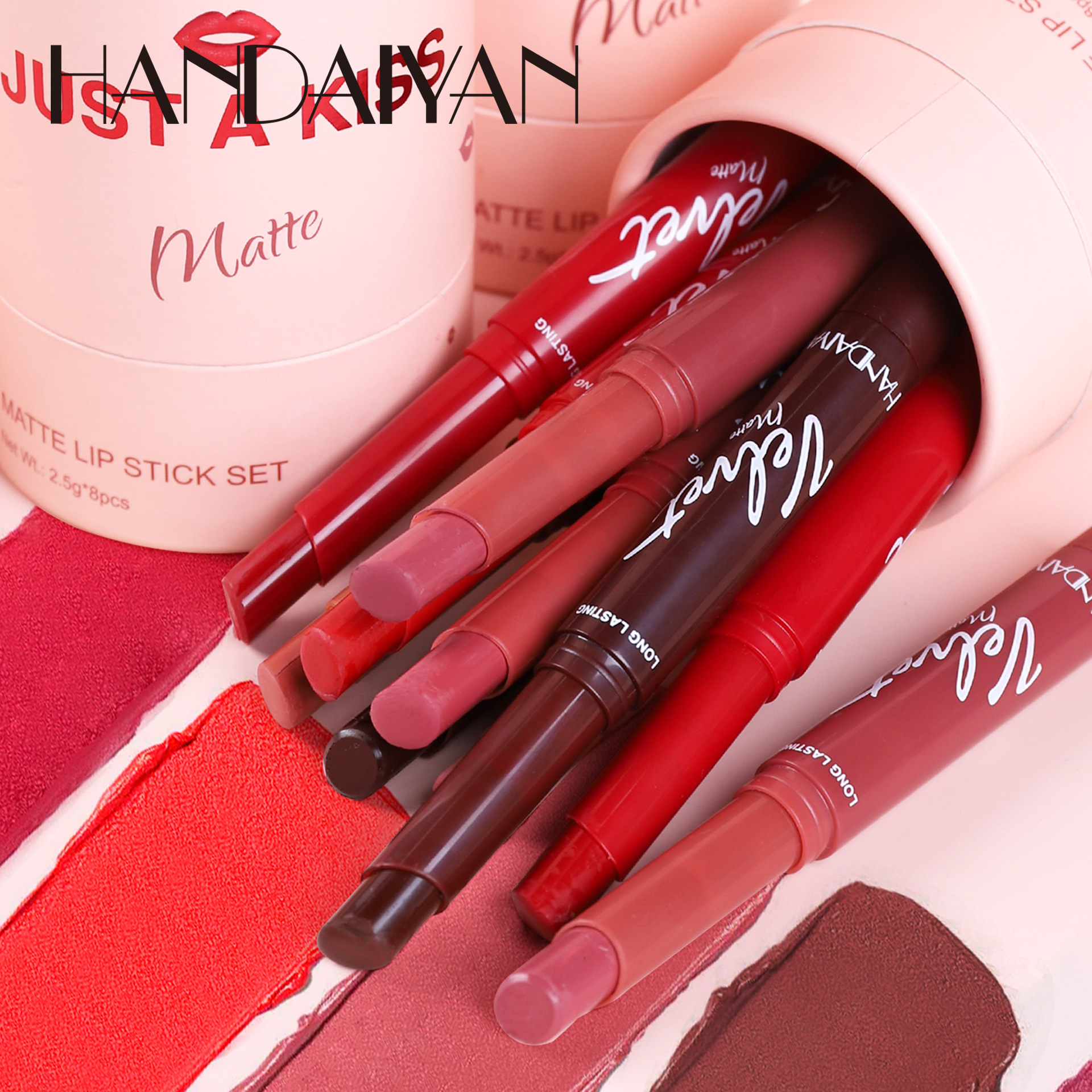 handaiyan Han Daiyan Cross-border Easy-to-Apply Velvet matte Lipstick Tube Set, elegant and moisturizing Lipstick and lip balm details Picture
