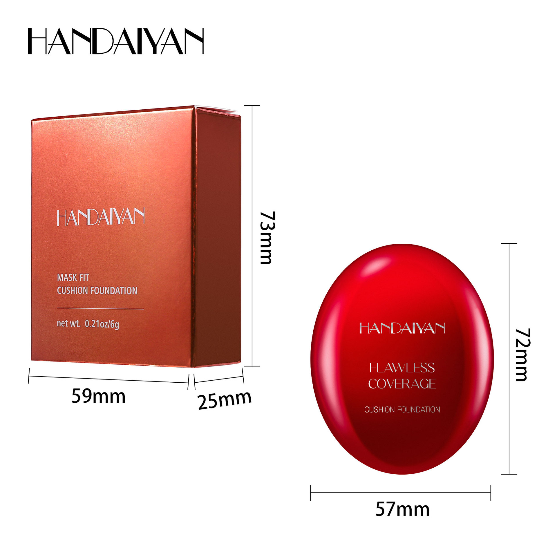 handaiyan 5-color oval red shell cushion Foundation, Clear and natural concealer and Contouring Cross-border Foundation Item Picture