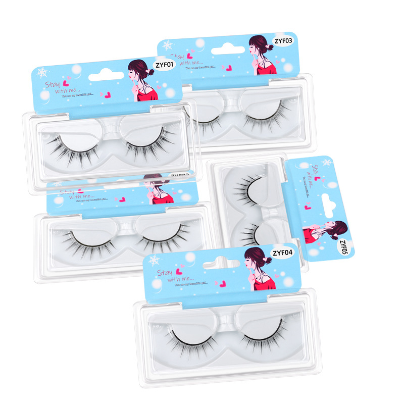 A full set of Japanese-style fine black stem false eyelashes cosplay comic, long and curled eyelashes, self-adhesive little devil eyelashes without glue Item Picture