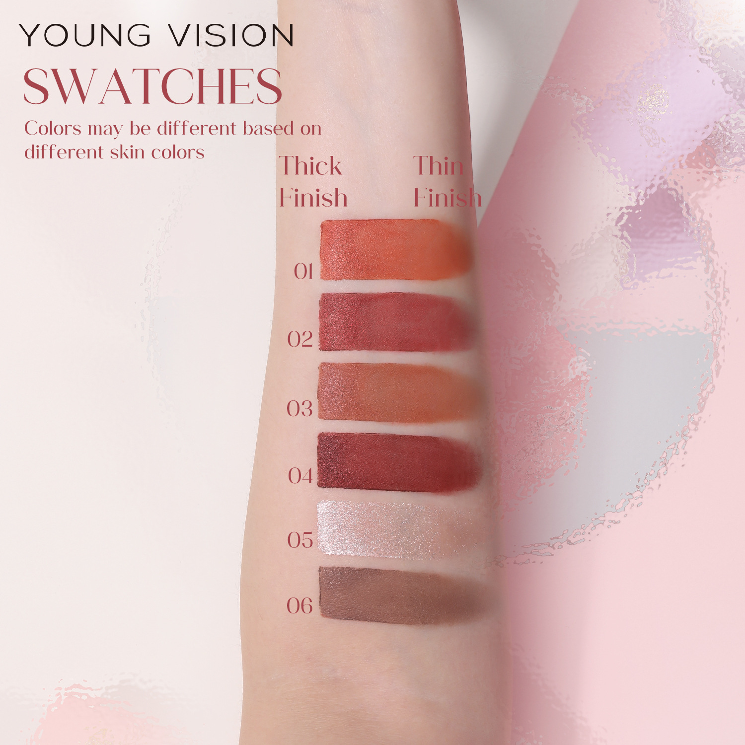 YOUNG VISION Multi-functional Makeup Stick Six-color Highlighter Contouring Cream Blush Matte Blush Stick Set Application Scenario