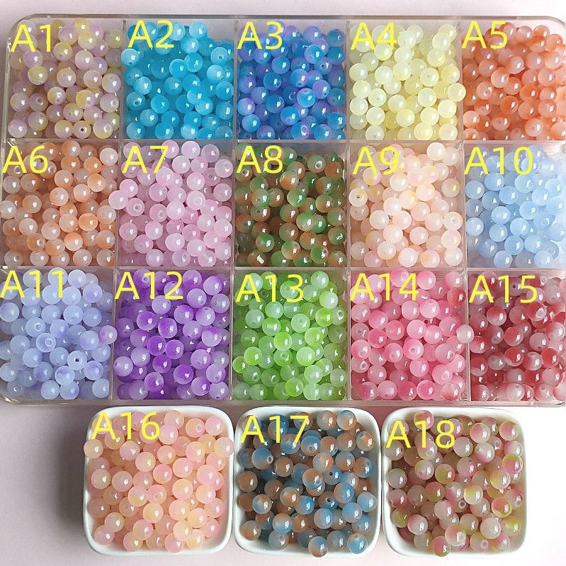 8mm dual-color glass beads, gradient dispersion beads, diy handcrafted bracelet accessories wholesale, necklace jewelry bead materials Specification drawing