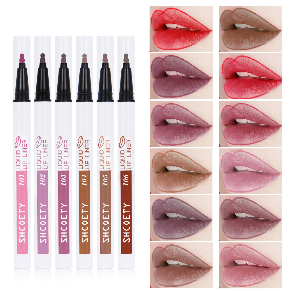 SHCOETY Cross-border matte Liquid Lip liner Pen, matte lip gloss, waterproof nude lip gloss, long-lasting color lipstick pen full figure