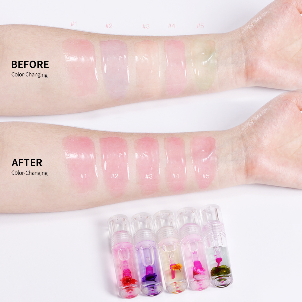 ibcccndc Flower Lip Moisturizer 5-bottle Set Transparent Dudu Lip Gloss Application Scenario