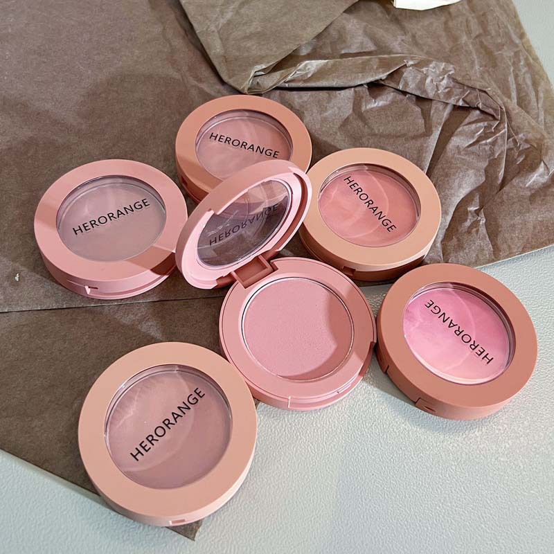HERORANGE Cream Powder Blush Low Saturation pseudo-natural monochrome plate Peach Orange soft matte natural girl Specification drawing