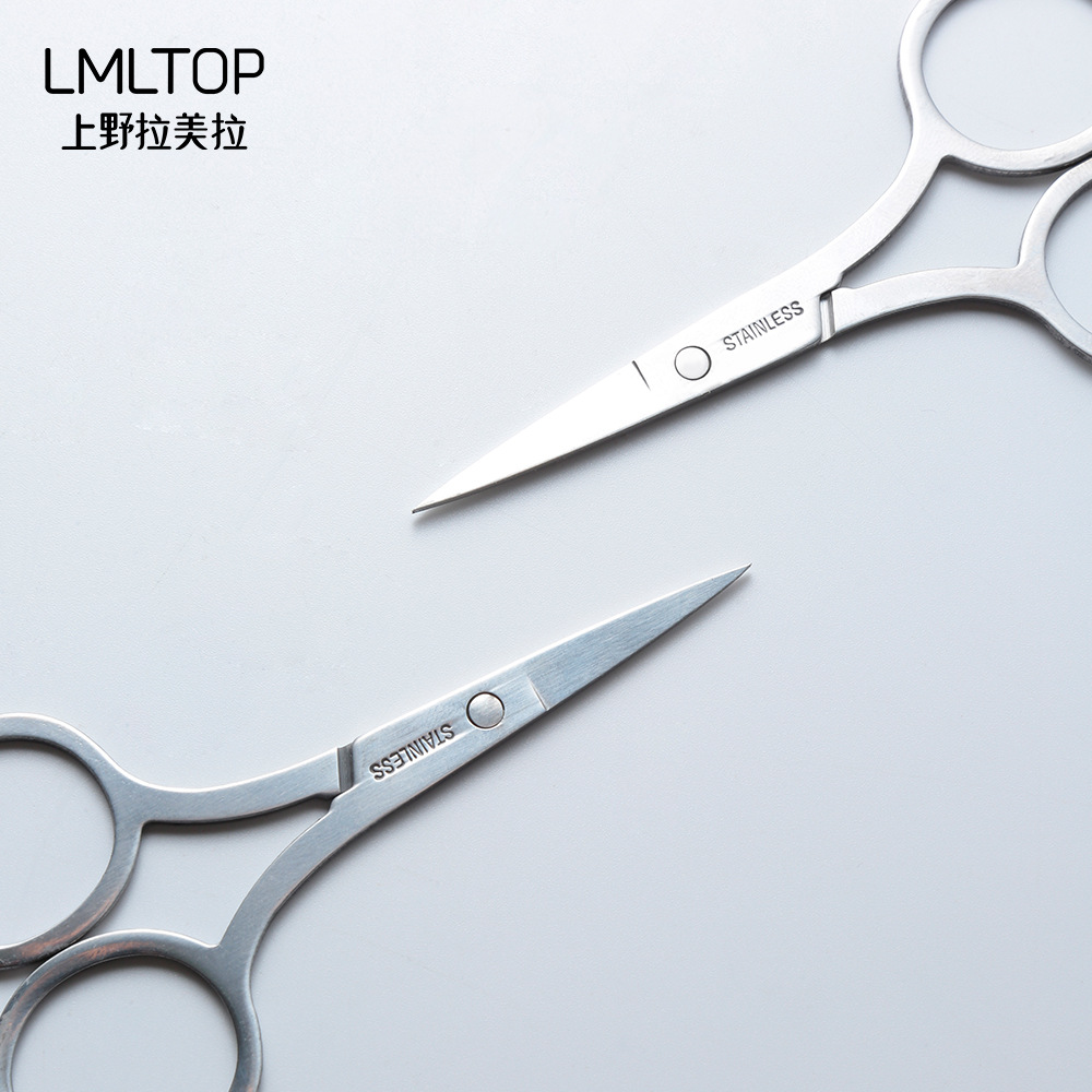 LMLTOP stainless Steel sharp eyebrow clipper, multi-functional, compact, pointed and round nose hair clipper, your top choice for eyebrow shaping details Picture