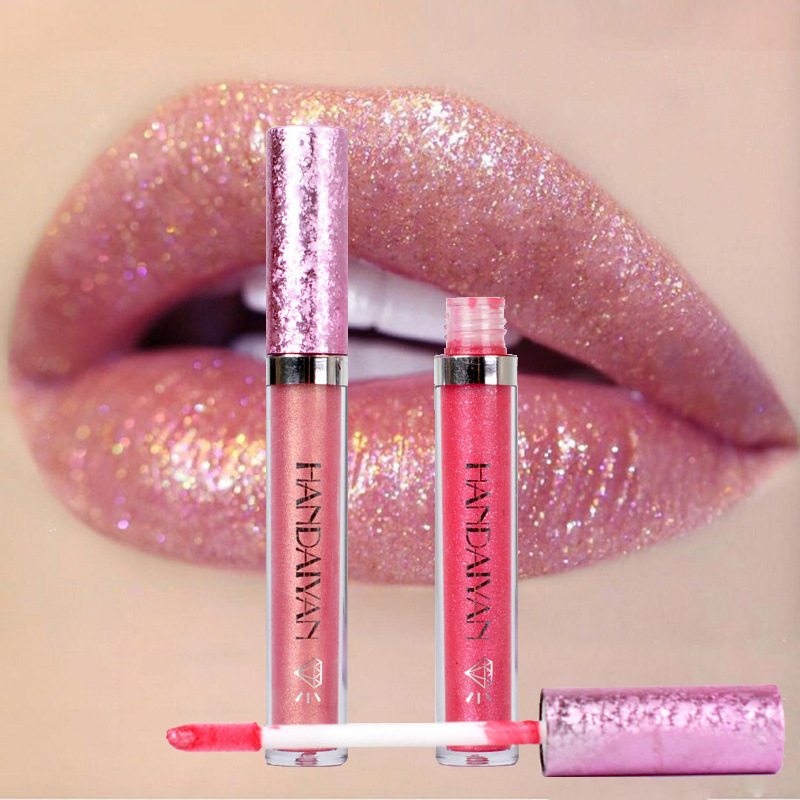 Cross-border Diamond Pearl Lip Gloss handaiyan liquid Lipstick, long-lasting non-stick Cup Iridescent Mermaid Beauty Lip gloss details Picture