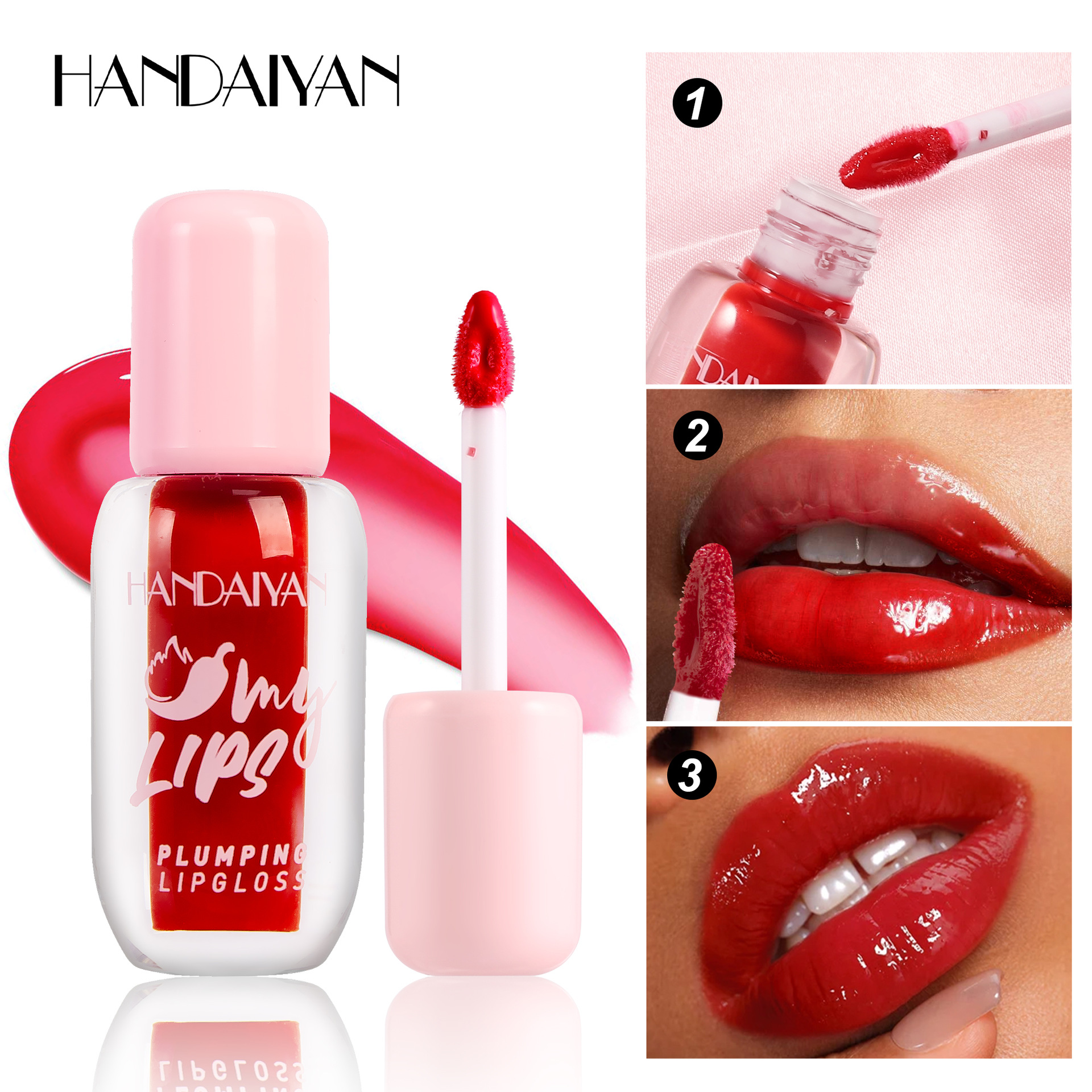Cross-border Water Light Mirror Lip Gloss Lip Gloss, Pearlescent Lip Gloss Lipstick handaiyan Long-lasting Moisturizing and hydrating Lip Dye details Picture