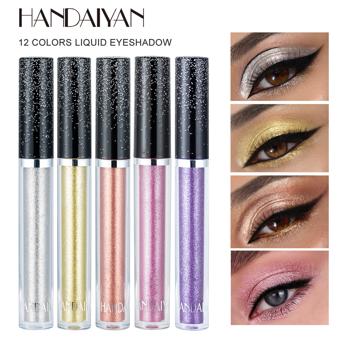 Cross-border liquid Eyeshadow 12-color HANDAIYAN Eyeshadow with fine and shiny pearlescent luster and teardrop makeup full figure