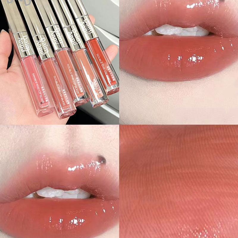 Daimanpu double-head lip gloss, water gloss, mirror finish, velvet matte lip paste, non-fading and non-staining, student lipstick, affordable details Picture