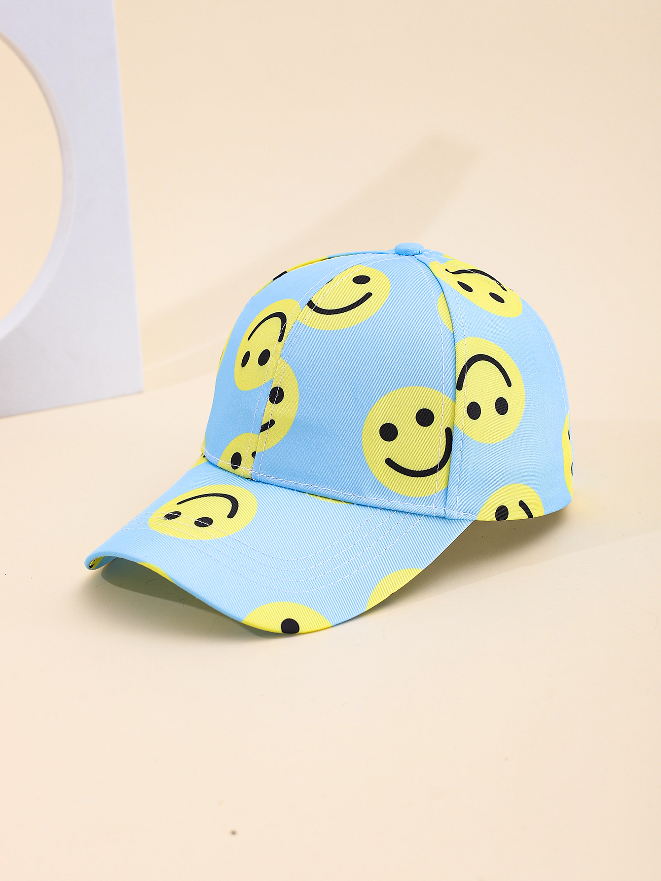 Spring and summer cross-border best-selling smiling printed baseball caps from Europe and America, outdoor travel sun protection and shading adult baseball caps, adjustable for foreign trade Specification drawing