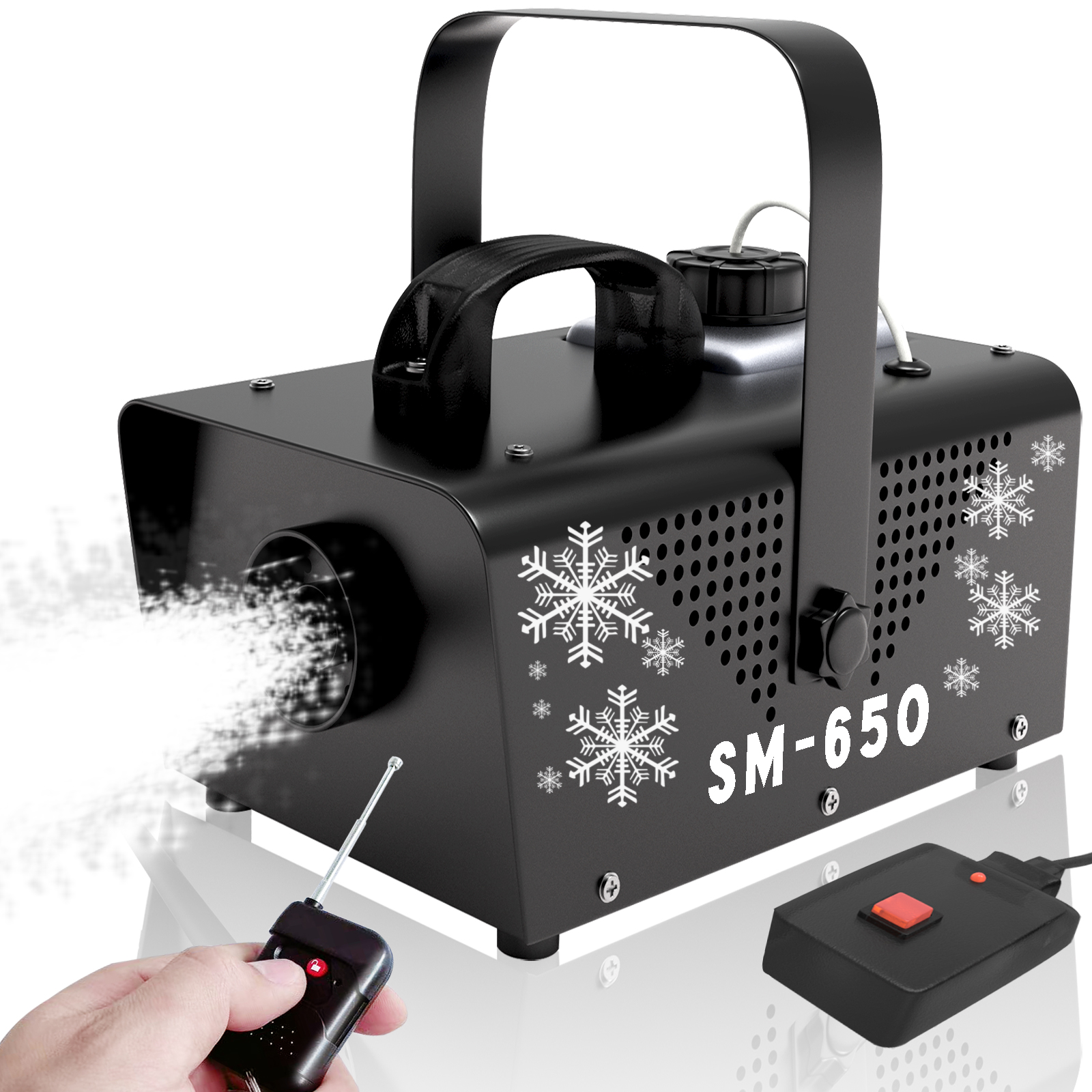 Small Stage-Specific Remote Control Snowflake Machine, 650W Snow Sprayer, Wedding Snowfall, Outdoor Performance Artificial Simulation Snow-Making Machine, Snow Machine, Christmas Festival Stage Special Effects Equipment Item Picture