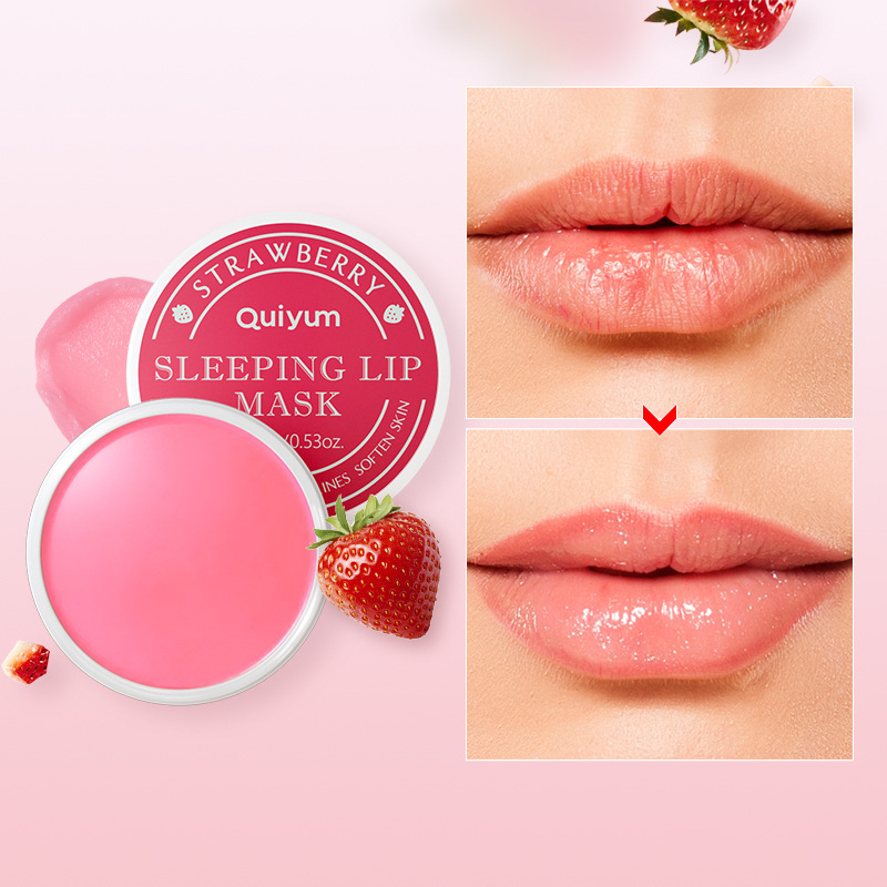 Cross-border QUIYUM Strawberry Sleep Lip Mask 15g Hydrating and moisturizing Lipstick Softening Keratin Moisturizing Factory wholesale details Picture