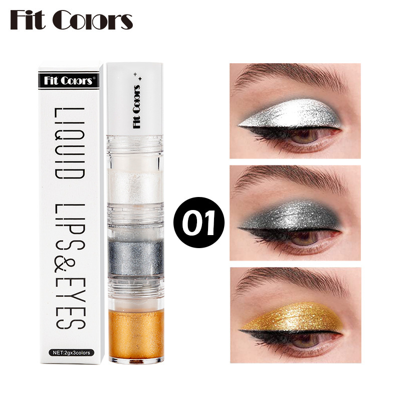 Cross-border bestseller Fit Colors3: Smoky Eye Water, Eyeshadow Diamond Liquid, Pearlescent Fine Sparkling Eyeshadow Liquid, Lip Gloss Item Picture