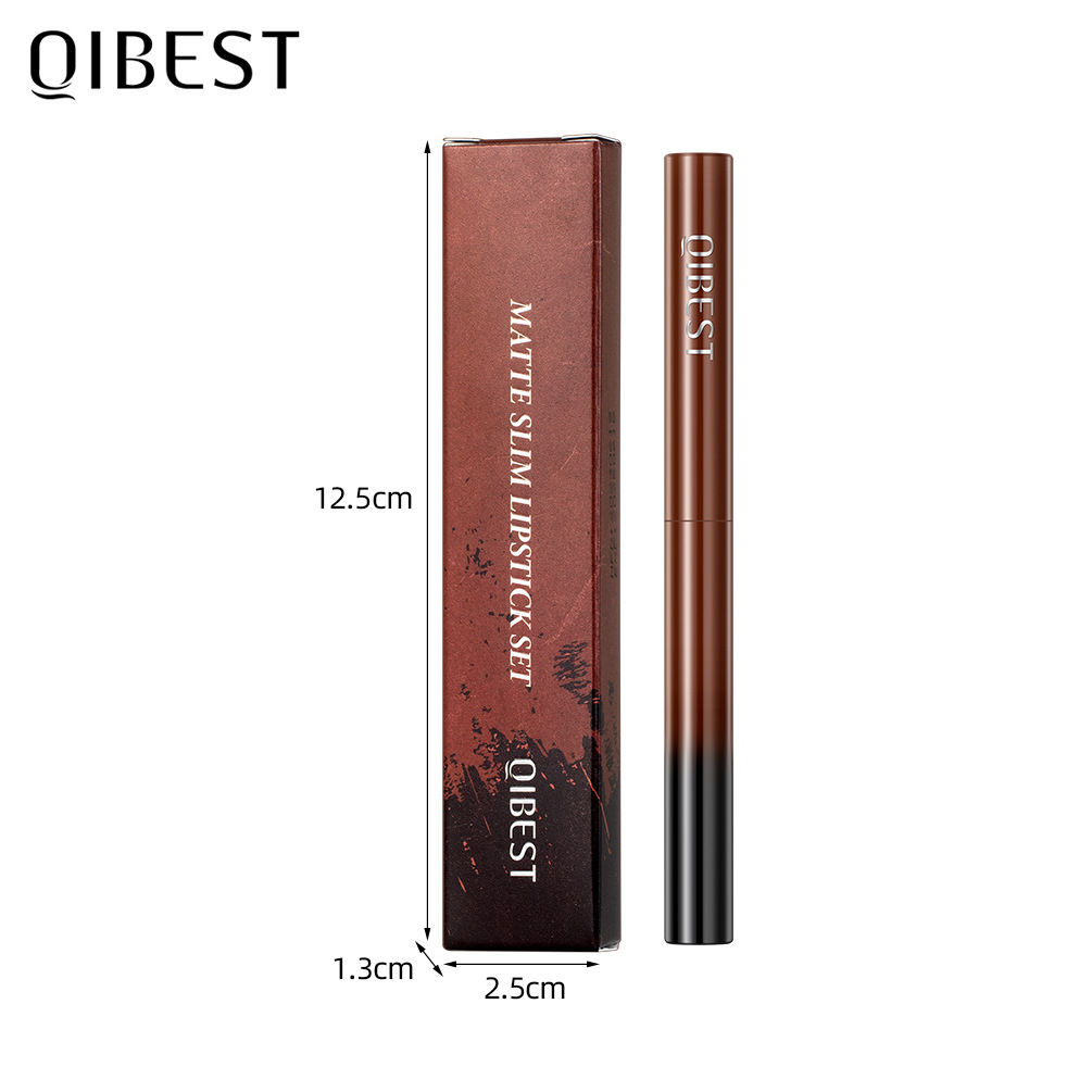 QIBEST Cross-border matte velvet matte lipstick does not stick to cups, does not fade, is easy to apply, moisturizes and lasts long, and is a lipstick for makeup Item Picture