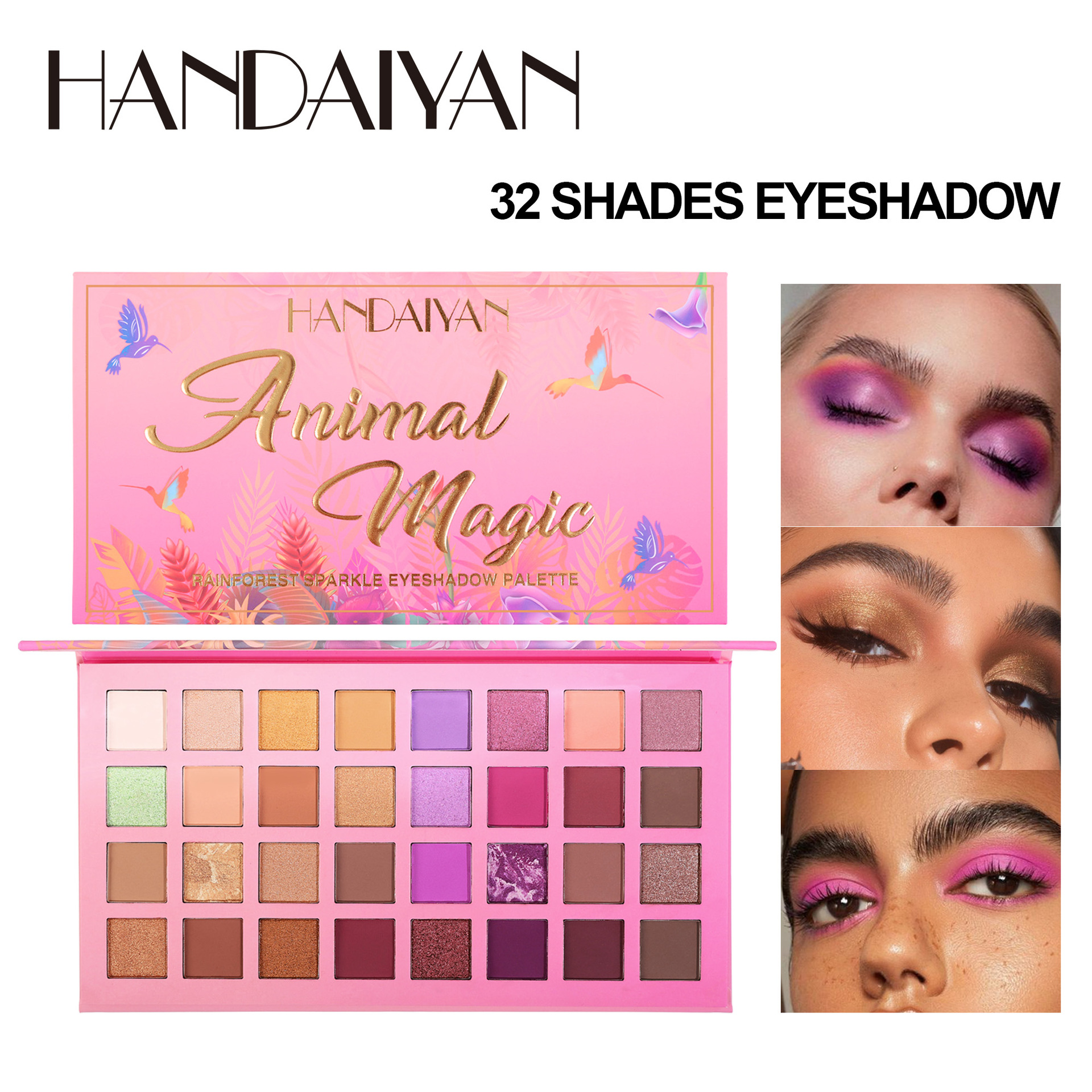 handaiyan Cross-border 32-color eyeshadow palette, pearl and matte, European and American contouring makeup palette wholesale full figure
