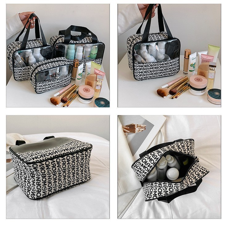 The makeup and toiletries bag can enhance the appearance level. The transparent PVC makeup box is portable and has a large capacity Specification drawing
