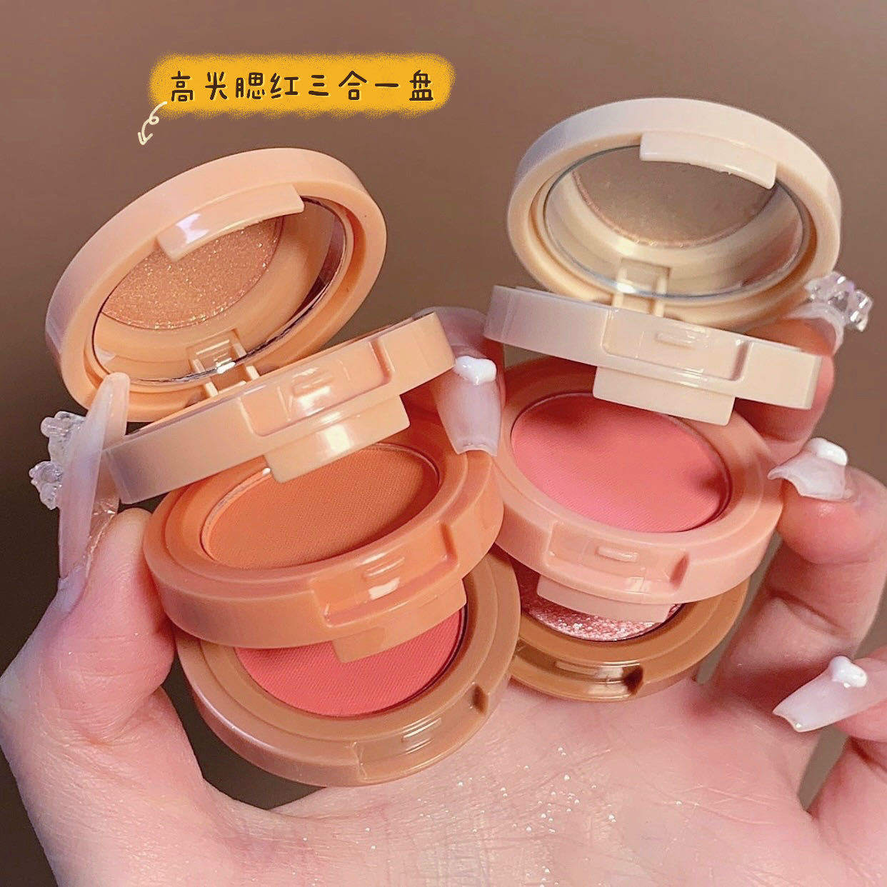 Miss lara Highlighter Blush Three-in-One Pearlescent Natural Slimming Powder Cross-border Makeup Tiktok Specification drawing