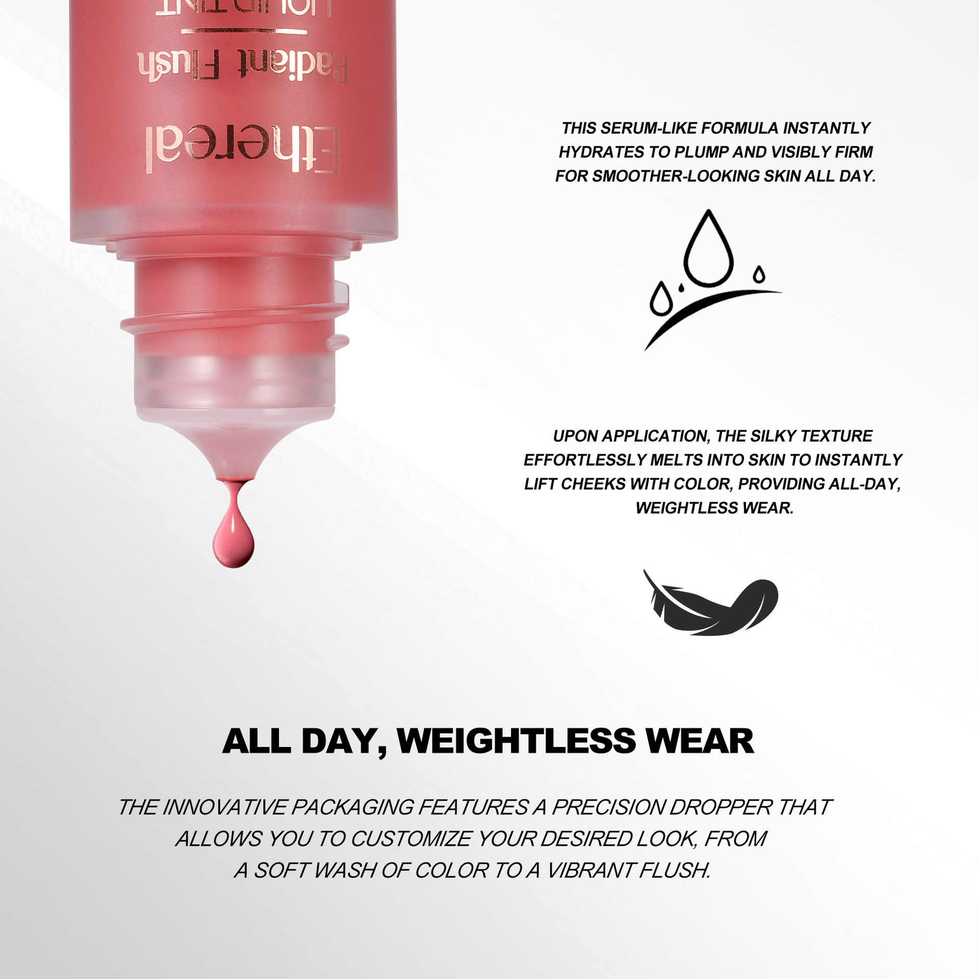 Cross-border exclusive liquid blush Press blush HANDAIYAN 6-color fine flash liquid blush details Picture