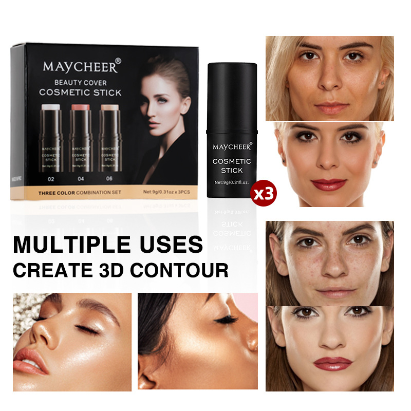 Cross-border trade MAYCHEER Contouring Sticks Three-piece set, facial three-dimensional highlights, shadow blush, and shadow brightening full figure