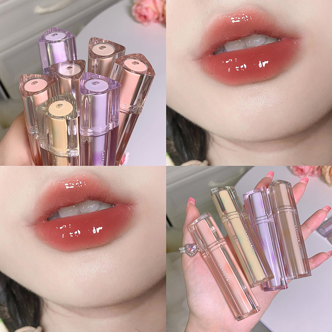 Cappuvini Ice Tea Mirror Lip Gloss, Water Gloss Lip gloss, glass lip gloss, non-stick and non-fading, student lip gloss Specification drawing