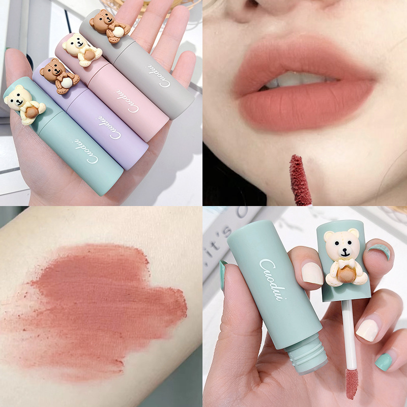 CUODUI Cute Bear Velvet matte Lip Mud, matte lip gloss, moisturizing, affordable lip gloss lipstick wholesale manufacturer consignment full figure