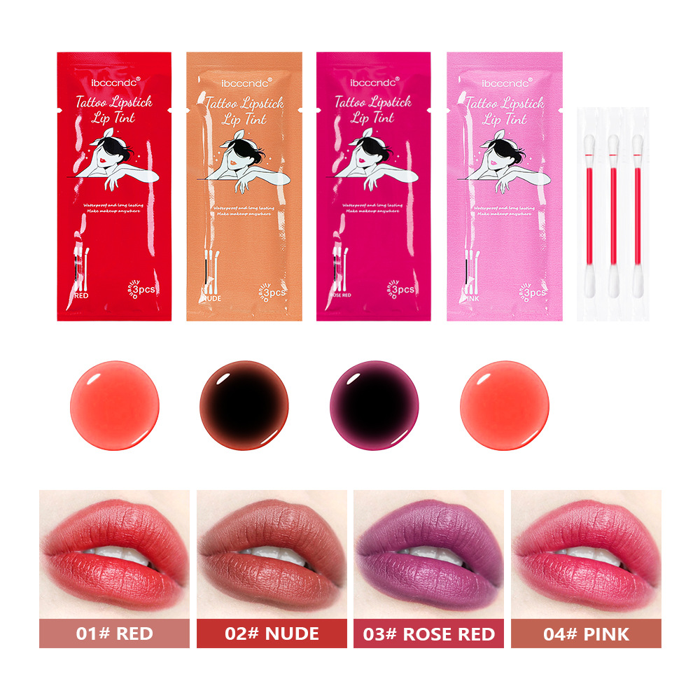 ibcccndc's new 3-pack pocket cotton swab lip gloss velvet matte portable cotton swab lipstick details Picture