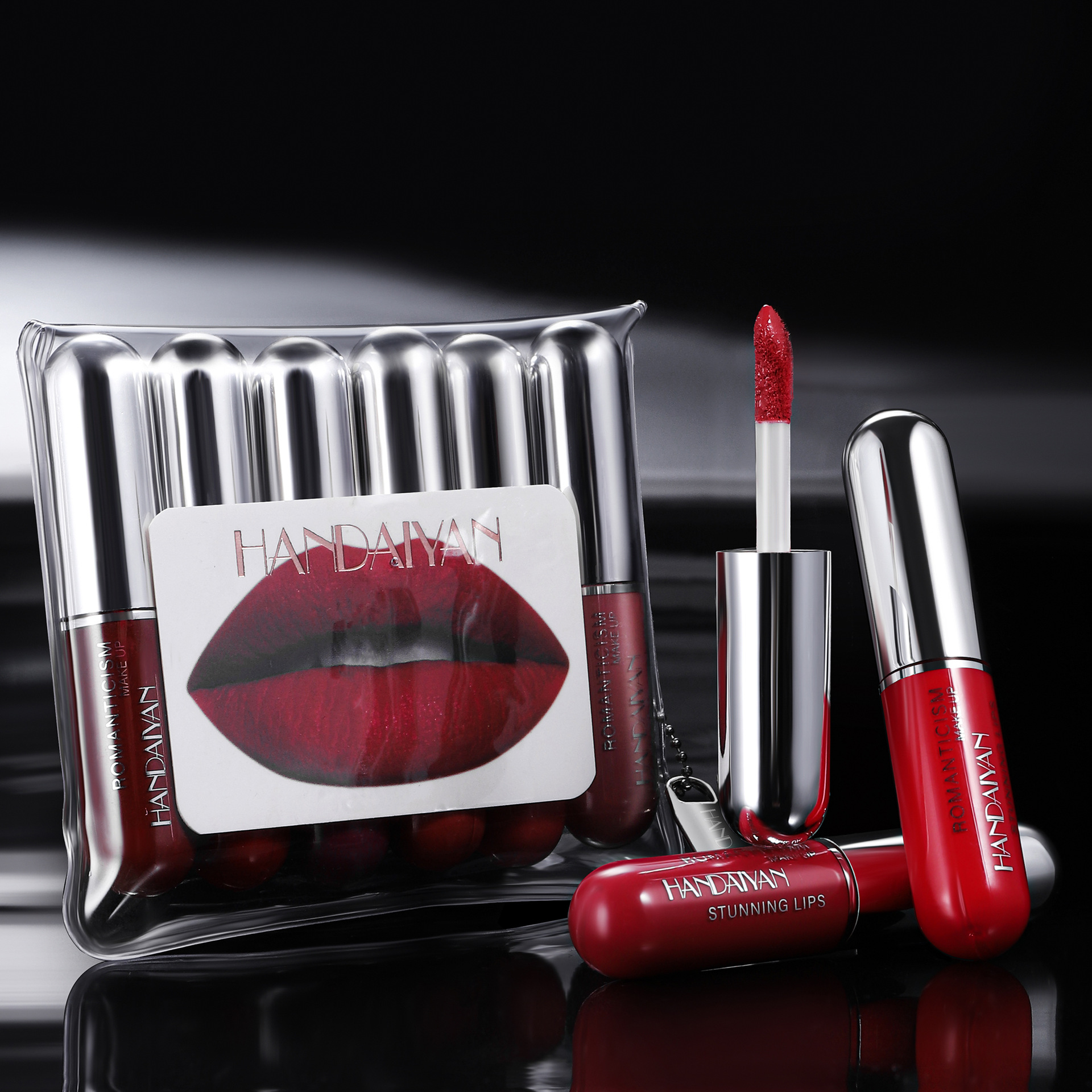 Cross-border Capsule 6-Lip gloss Set, Long-lasting HANDAIYAN non-stick Cup Waterproof Matte Capsule Lip Gloss Set details Picture