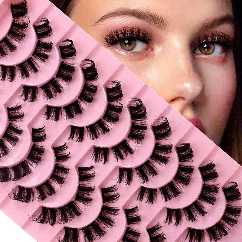 New in-stock DD large-curved Russian curly segmented false eyelashes 10 pairs, single cluster DIY European and American thick eyelashes full figure