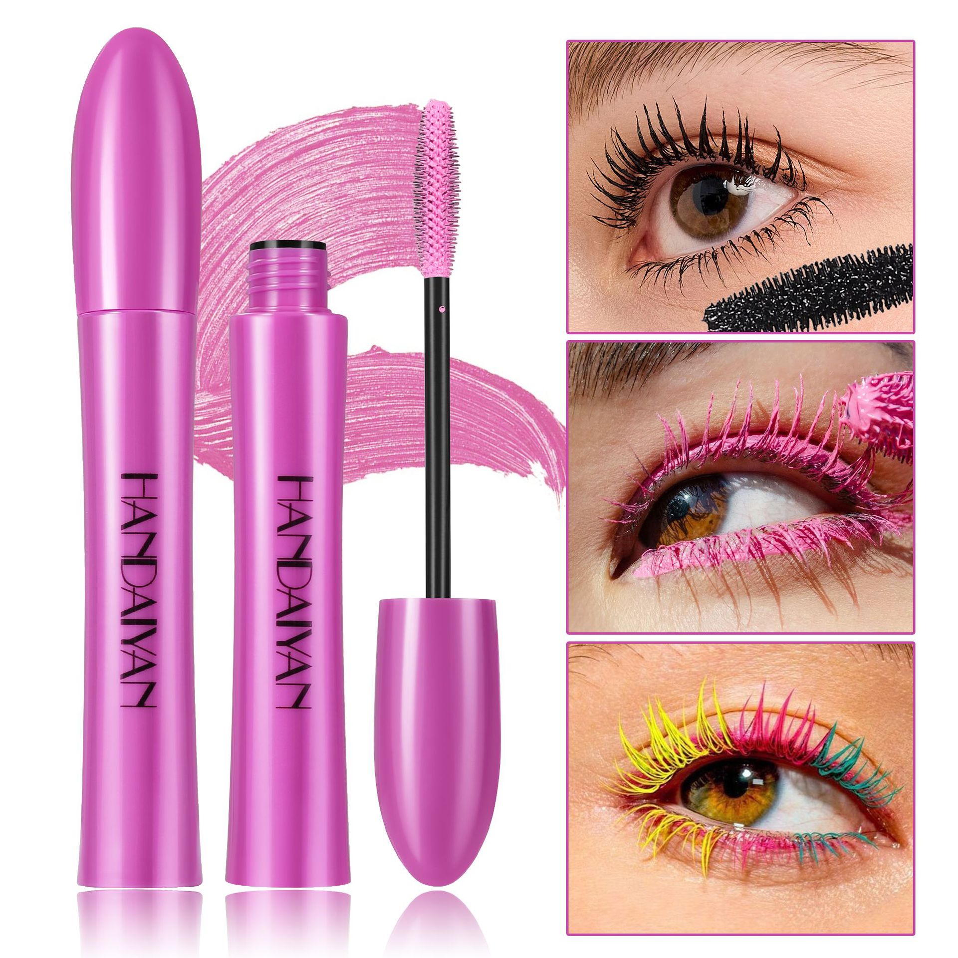 HANDAIYAN 10-color cross-border long-lasting waterproof mascara that doesn't smudge easily. Thick, curly and colorful mascara full figure