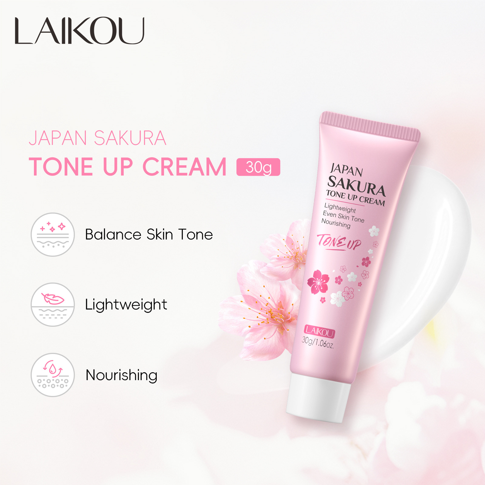 LAIKOU Sakura Natural Cream 30g Skin Care and Cosmetic Moisturizing, Hydrating, Hydrating and Beautifying Lazy Person's Face cream full figure