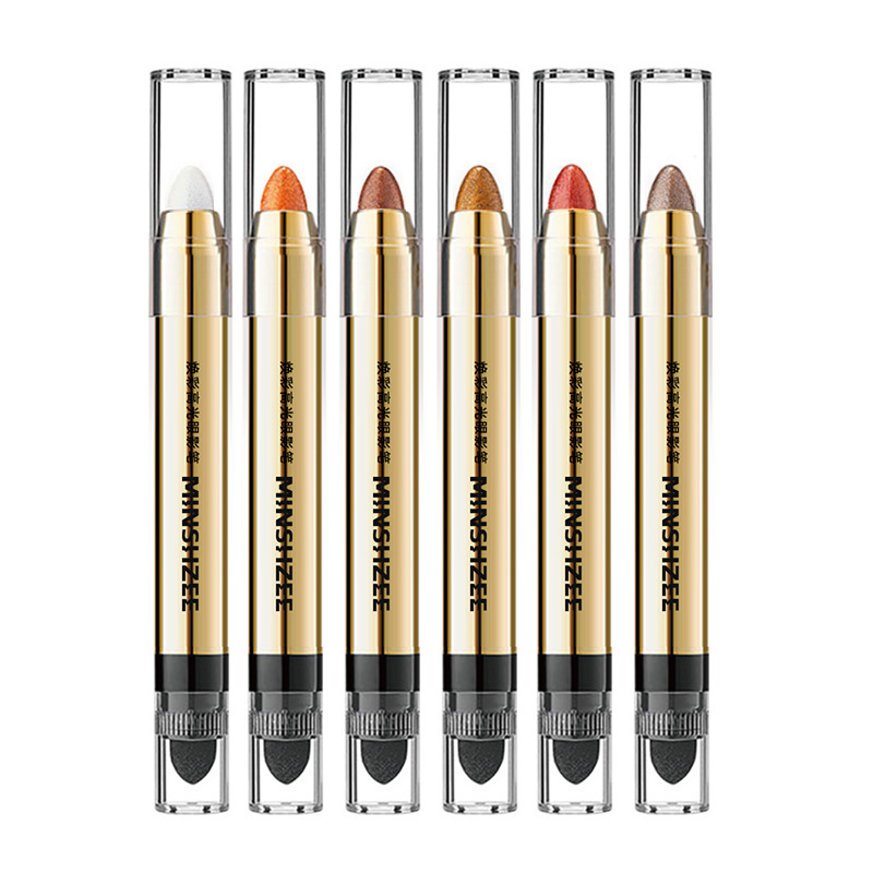 Mingxi Zhi High-gloss eyeshadow pen, fine and smooth without smudging eye makeup, lazy person brightening Eye brush, double-headed eyeshadow stick, cross-border Item Picture