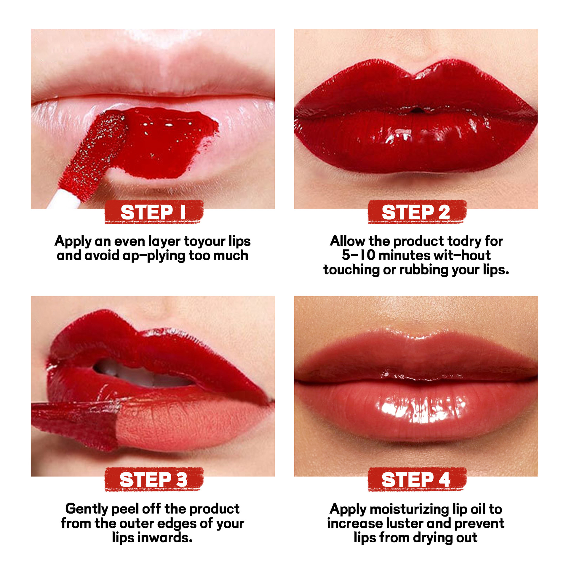 Cross-border tear-off lip gloss matte Waterproof HANDAIYAN Moisturizing and hydrating, easy to color and repair double-head tear-off lip gloss details Picture