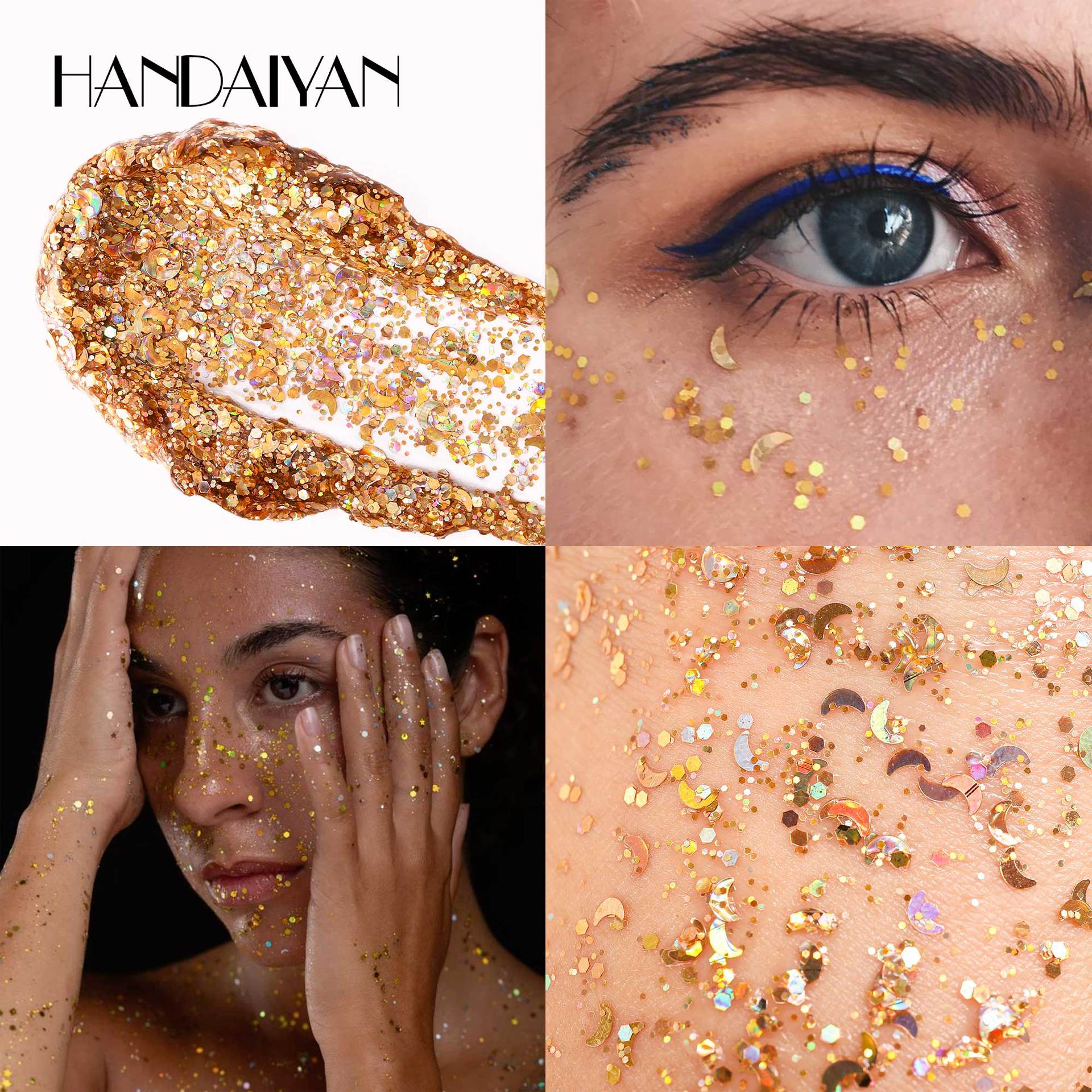 Cross-border Eyeshadow Sequin Gel Sequin Fine Light 8-color Sequin Eyeshadow HANDAIYAN Chameleon Sequin Eyeshadow details Picture